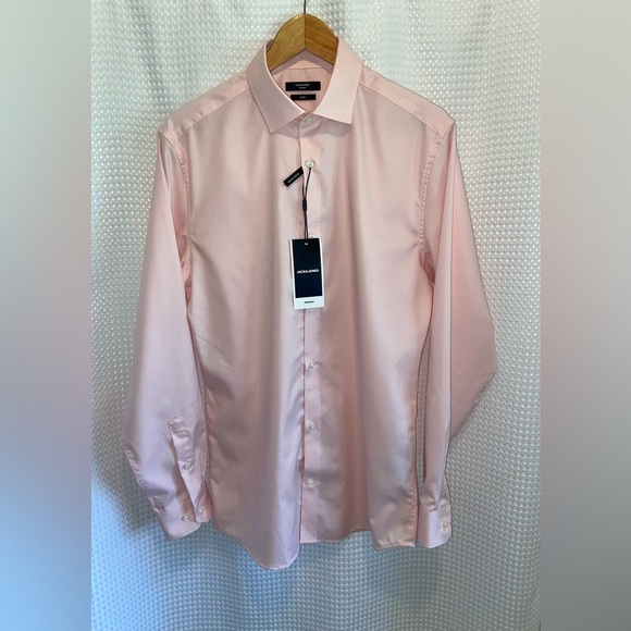 2/60$ Men’s JACK&JONES pink slim fit buttoned PARKER SHIRT size Large NWT - Picture 3 of 14
